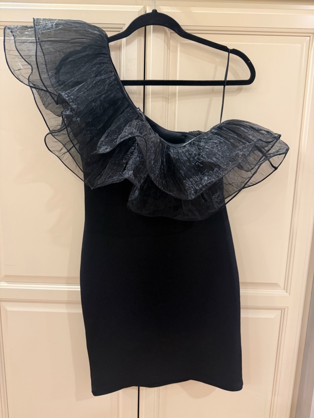 Zara Black One-Shoulder Ruffle Mini Dress - Picture 3 of 3